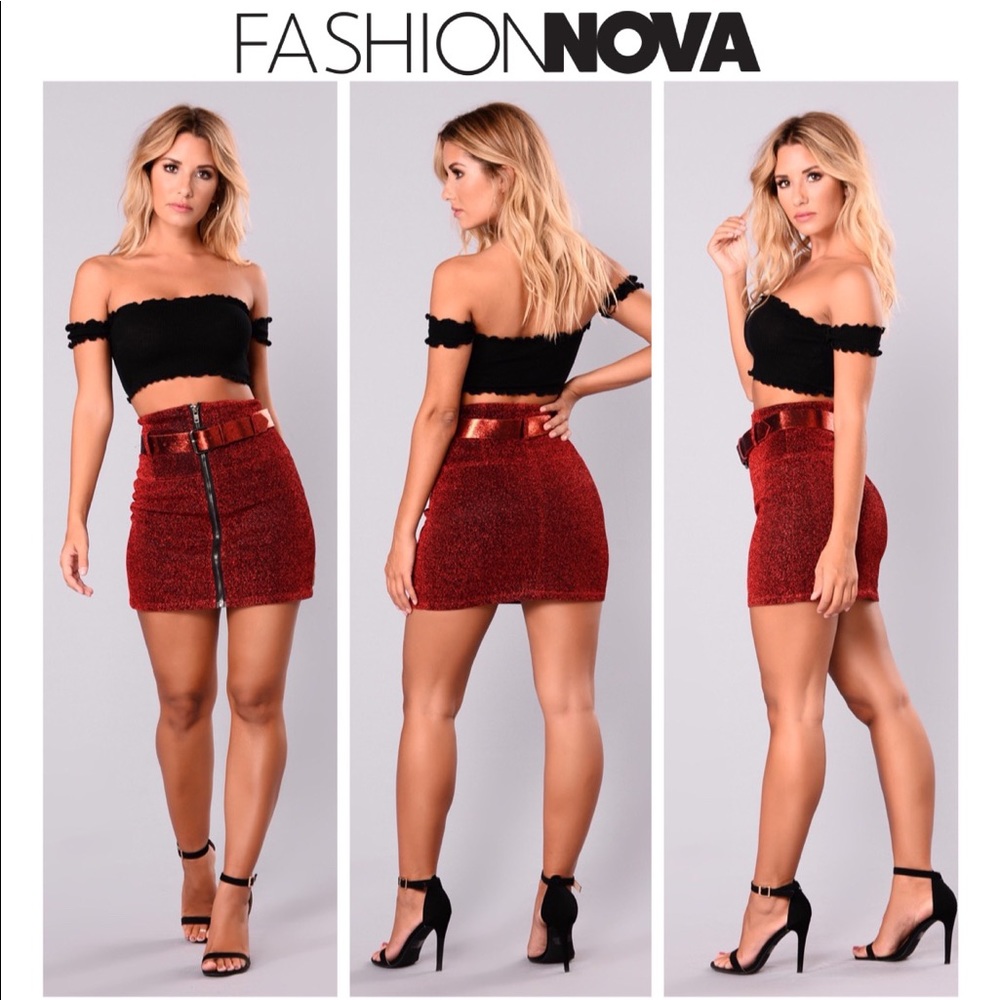 Fashion Nova Red/Black Skirt